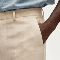Relaxed-fit suit pant in English merino wool–linen blend