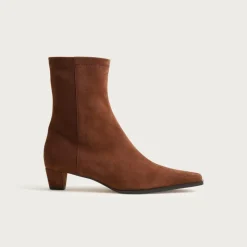 Remi square-toe ankle boots in stretch suede