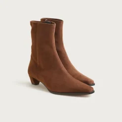 Remi square-toe ankle boots in stretch suede