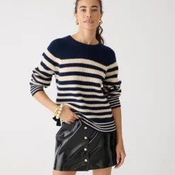Ribbed cashmere oversized crewneck sweater