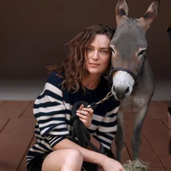 Ribbed cashmere oversized crewneck sweater