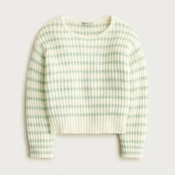 Ribbed cotton crewneck sweater in stripe