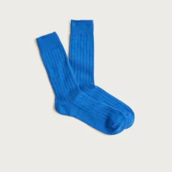 Ribbed cotton-blend socks