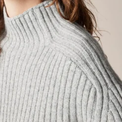 Ribbed turtleneck mini sweater-dress in vintage wool