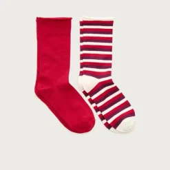 Rolled-edge trouser socks two-pack in stripe