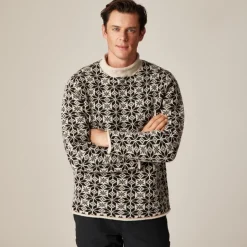 Rollneck™ sweater in snowflake jacquard lambswool