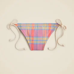 Rope string bikini bottom in sunset plaid