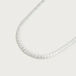 Round cubic zirconia bezel-set tennis necklace