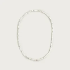 Round cubic zirconia bezel-set tennis necklace
