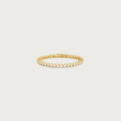 Round cubic zirconia bezel-set tennis bracelet