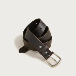 Round-buckle jeans belt in leather