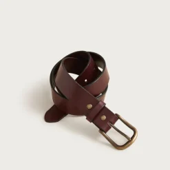 Round-buckle jeans belt in leather