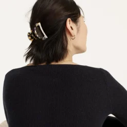 Rounded open-sided hair clip in Italian tortoise