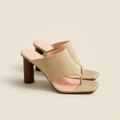 Rounded-heel thong sandals in linen