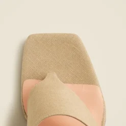 Rounded-heel thong sandals in linen