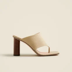 Rounded-heel thong sandals in linen
