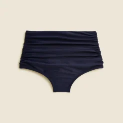Ruched high-rise full-coverage bikini bottom