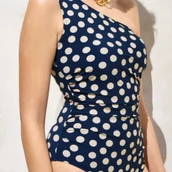 Ruched one-shoulder one-piece