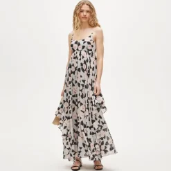 Ruffle maxi dress in peony print