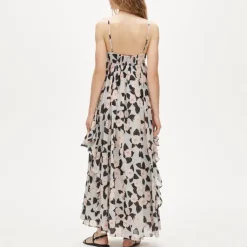 Ruffle maxi dress in peony print