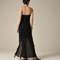 Ruffle slip dress in chiffon
