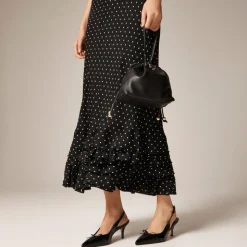 Ruffle-hem slip dress in dot print