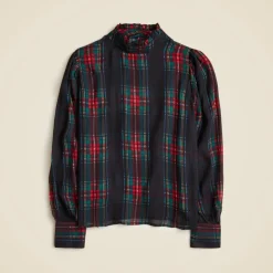 Ruffleneck top in Stewart tartan chiffon