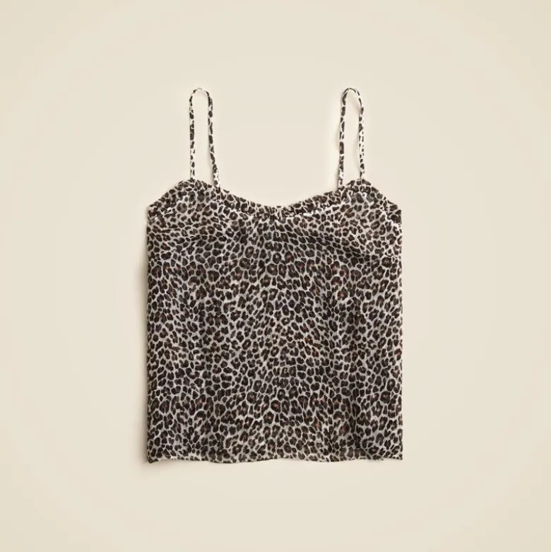 Ruffle-trim camisole in crinkle cupro