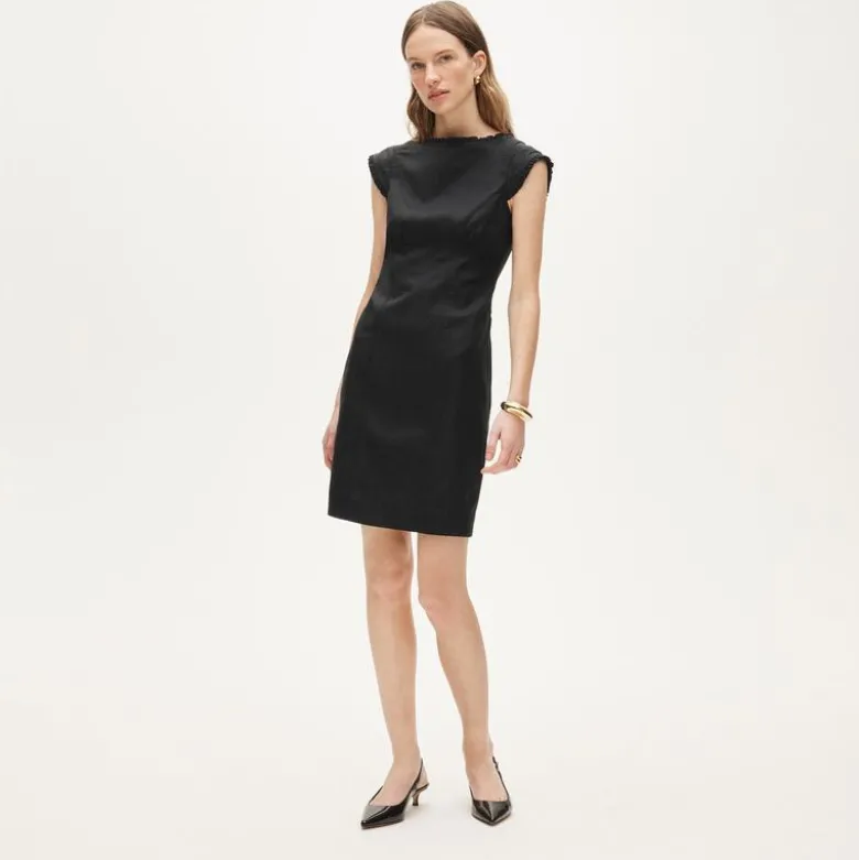 Ruffle-trim dress in Gramercy linen blend