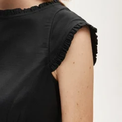 Ruffle-trim dress in Gramercy linen blend