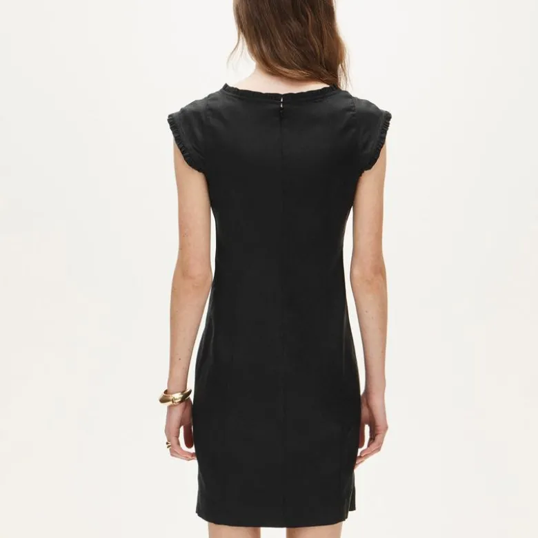 Ruffle-trim dress in Gramercy linen blend
