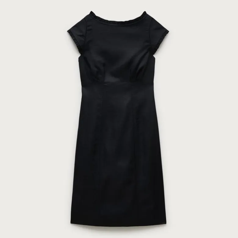 Ruffle-trim dress in Gramercy linen blend