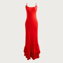 Ruffle-trim slip dress