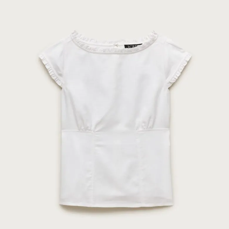 Ruffle-trim top in Gramercy linen blend