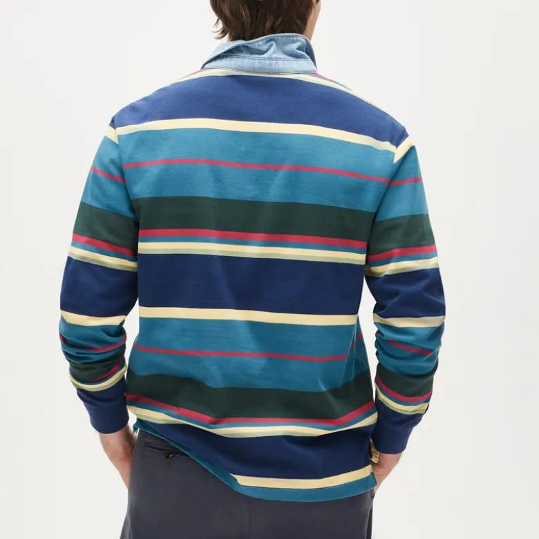 Rugby shirt in stripe with denim collar