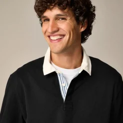 Rugby shirt with striped placket