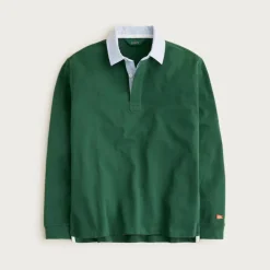Rugby shirt with striped oxford collar