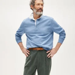 Rugby shirt with striped oxford collar