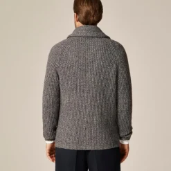 Rugged merino wool-blend cardigan sweater
