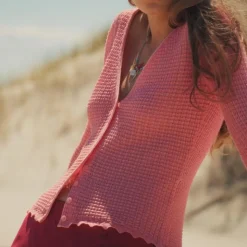 Scallop-trim cardigan top
