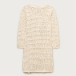 Scallop-trim crochet mini dress