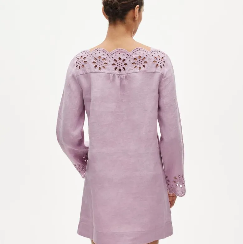 Scallop-trim eyelet popover dress