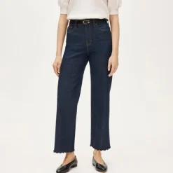 Scallop-trim slim-wide jean