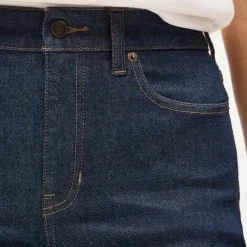Scallop-trim slim-wide jean