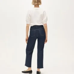Scallop-trim slim-wide jean