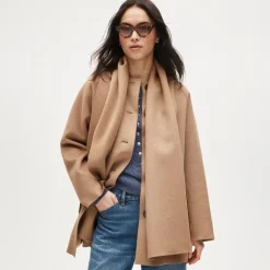 Scarf coat in drapey wool blend