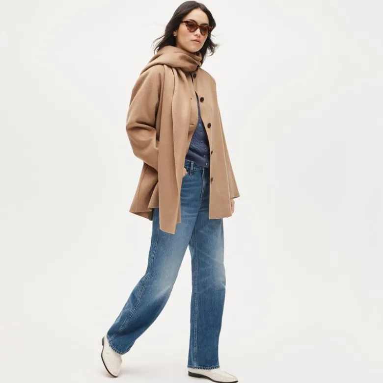 Scarf coat in drapey wool blend