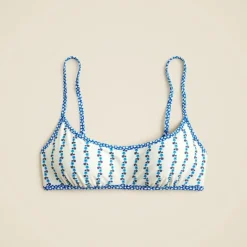 Scoopneck bikini top in floral-stripe print