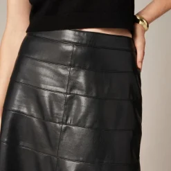 Seamed circle skirt in faux leather
