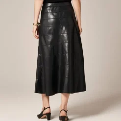 Seamed circle skirt in faux leather